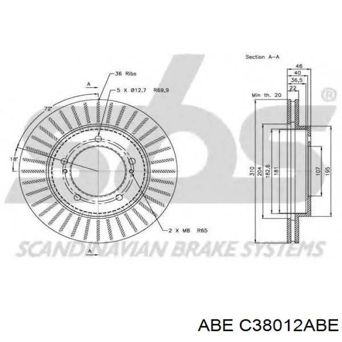 Гальмівні диски передні C38012ABE ABE