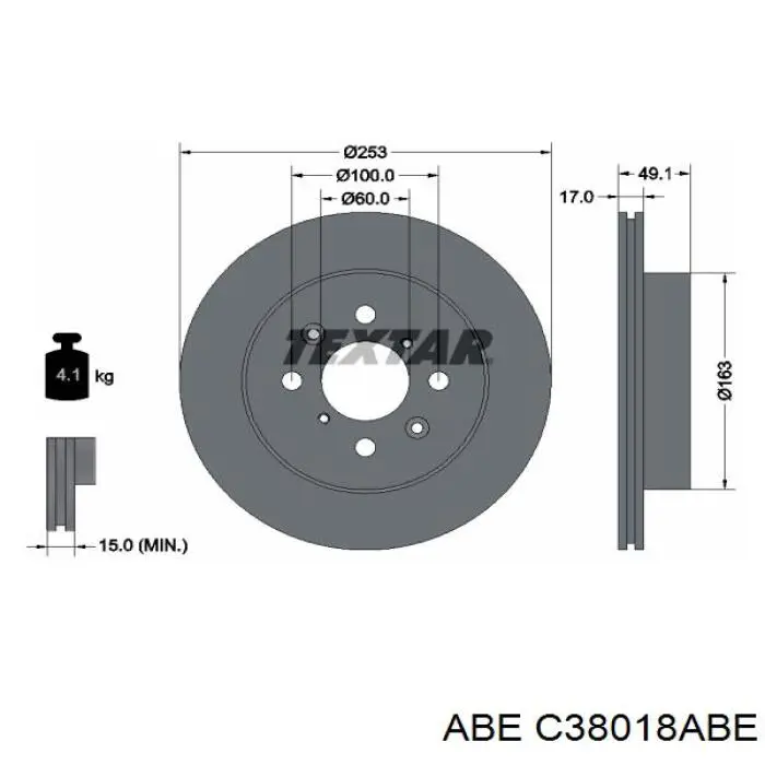 Диск гальмівний передній ABE C38018ABE