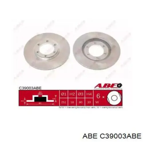 Диск гальмівний передній ABE C39003ABE