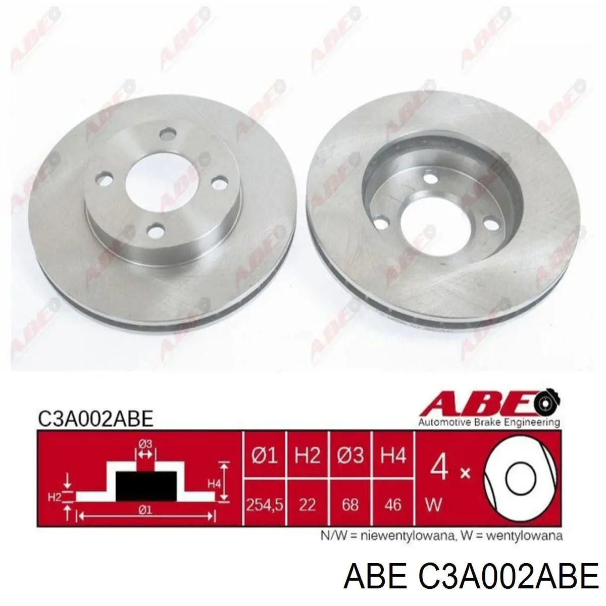 C3A002ABE ABE диск гальмівний передній
