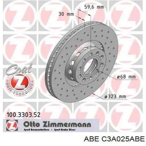 Диск гальмівний передній ABE C3A025ABE
