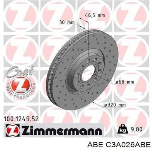 Диск гальмівний передній ABE C3A026ABE