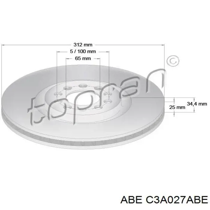 Диск гальмівний передній ABE C3A027ABE