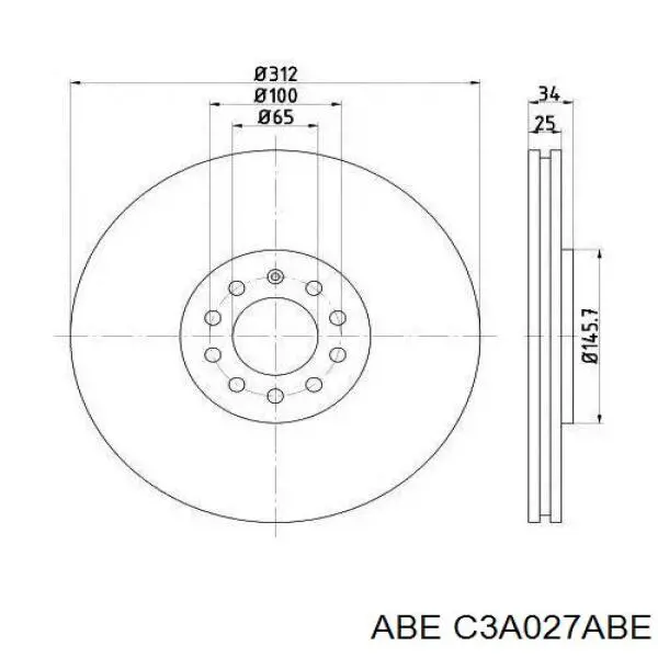Диск переднього гальма ABE C3A027ABE ціна, від 37.66 USD