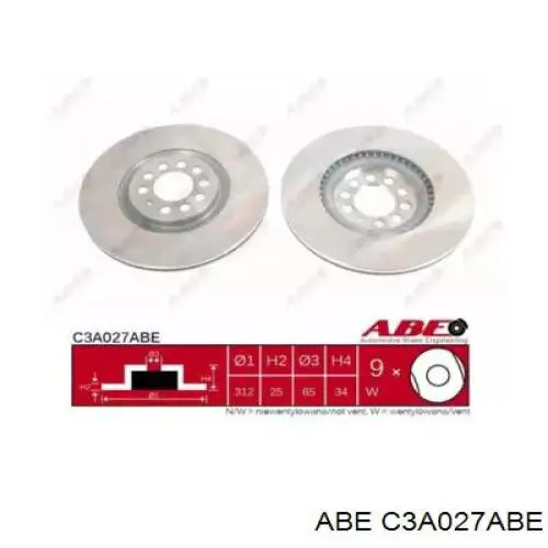 Диск гальмівний передній C3A027ABE ABE