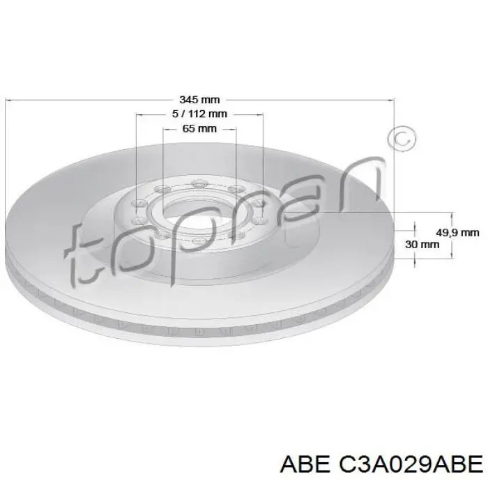 Диск гальмівний передній ABE C3A029ABE