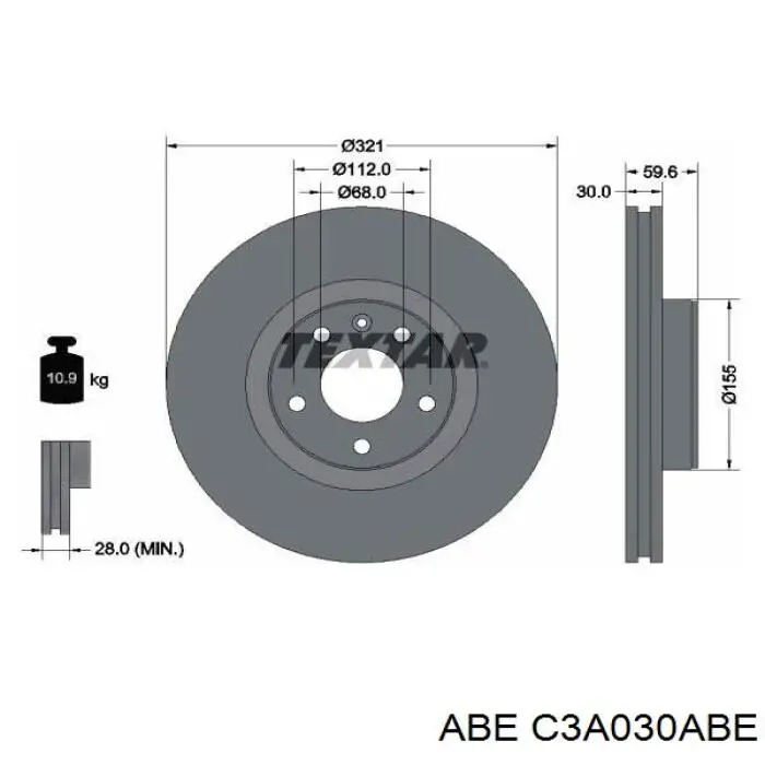 Гальмівні диски передні C3A030ABE ABE