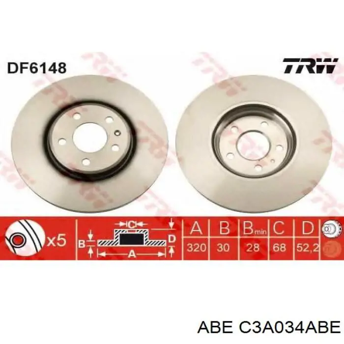 C3A034ABE ABE Гальмо дискове переднє