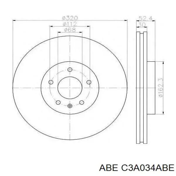 Диск переднього гальма ABE C3A034ABE ціна, від 44.26 USD
