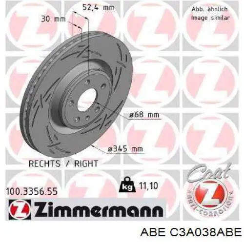 Диск гальмівний передній C3A038ABE ABE