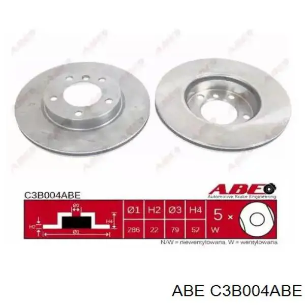 C3B004ABE ABE диск гальмівний передній