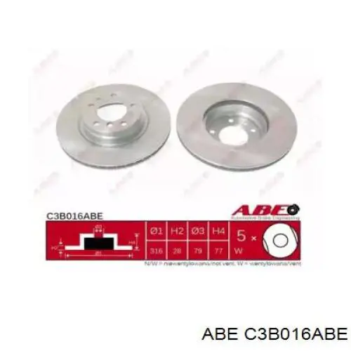 C3B016ABE ABE диск гальмівний передній