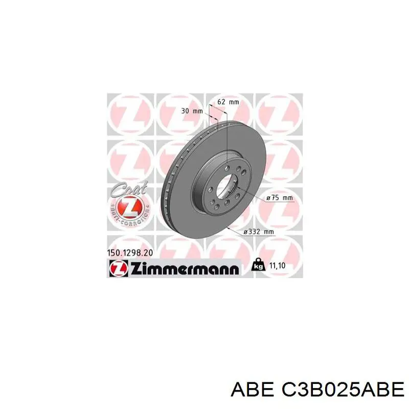 Диск переднього гальма ABE C3B025ABE ціна, від 49.11 USD