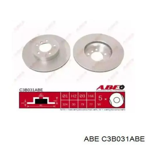 Диск переднього гальма ABE C3B031ABE ціна, від 51.25 USD