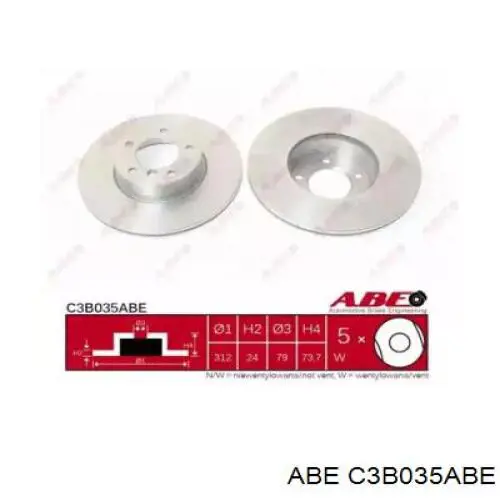 C3B035ABE ABE диск гальмівний передній