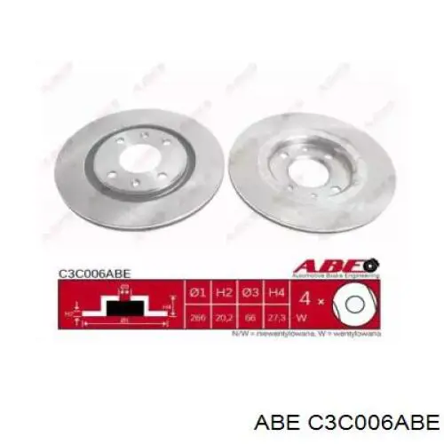 Диск гальмівний передній ABE C3C006ABE