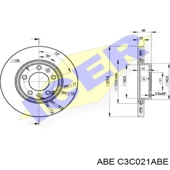 Диск переднього гальма ABE C3C021ABE ціна, від 42.98 USD