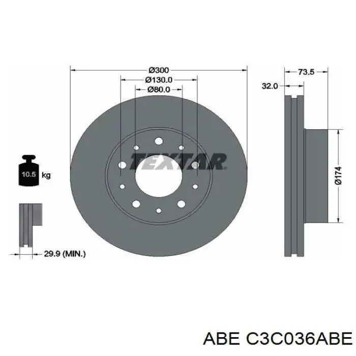 Диск гальмівний передній C3C036ABE ABE