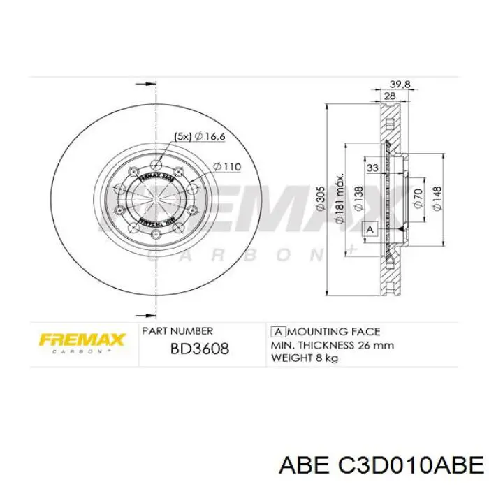 Гальмівні диски передні C3D010ABE ABE