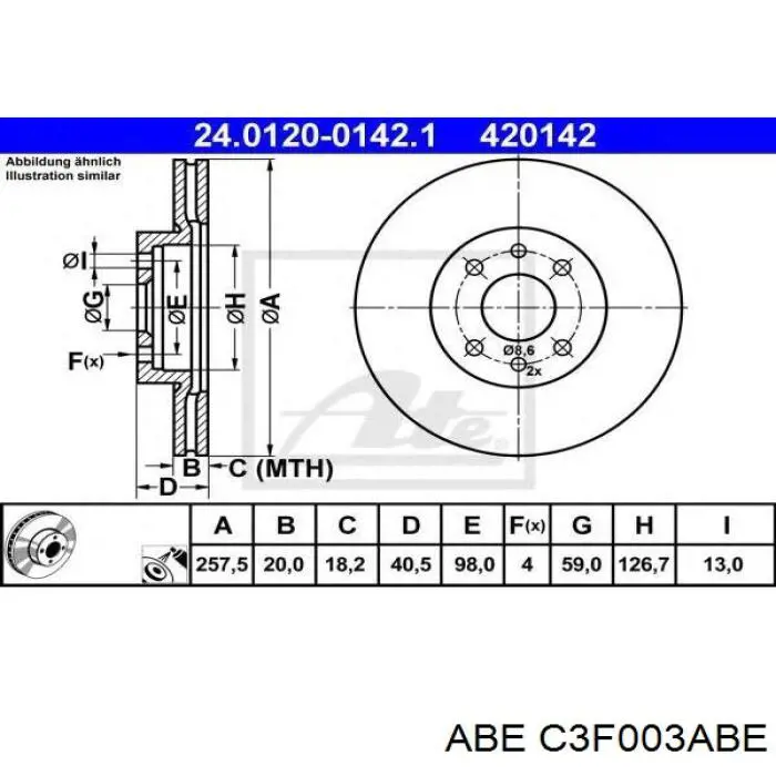 Диск гальмівний передній ABE C3F003ABE
