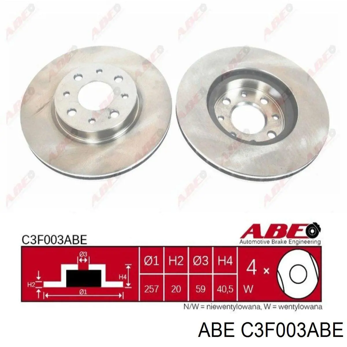 C3F003ABE ABE диск гальмівний передній
