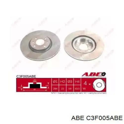 Диск переднього гальма ABE C3F005ABE ціна, від 31.67 USD