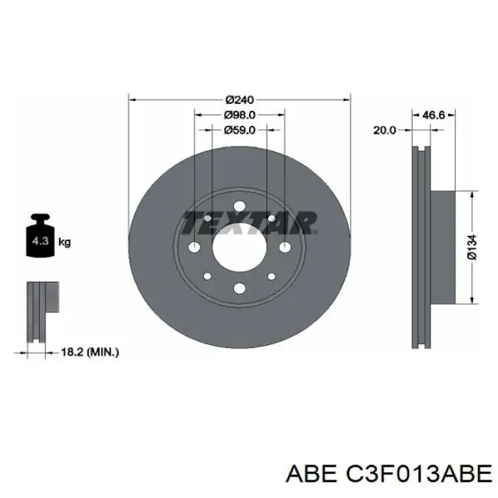 C3F013ABE ABE диск гальмівний передній