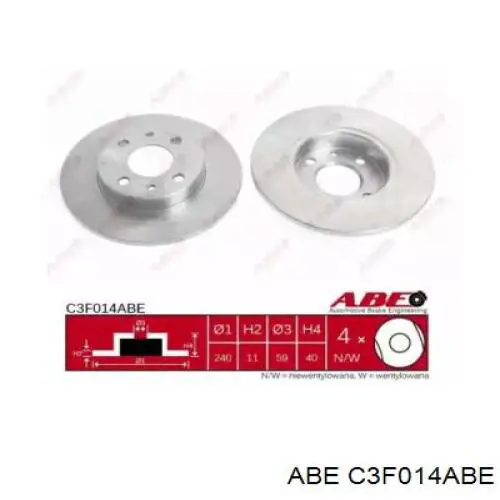 C3F014ABE ABE диск гальмівний задній