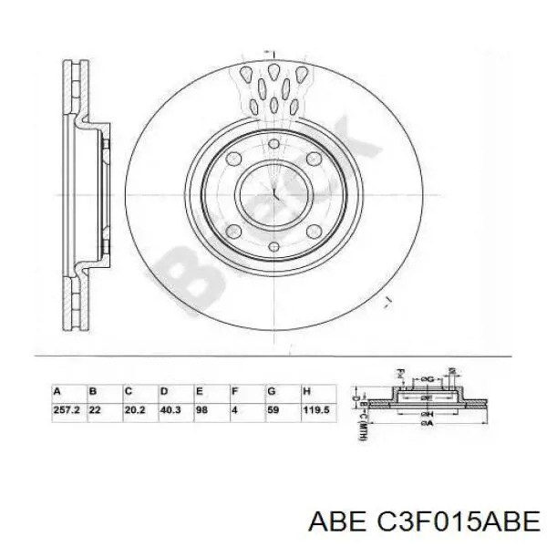 Диск переднього гальма ABE C3F015ABE ціна, від 23.19 USD