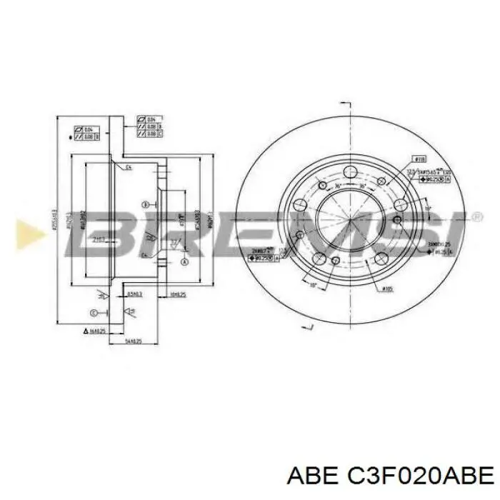 Диск гальмівний передній ABE C3F020ABE