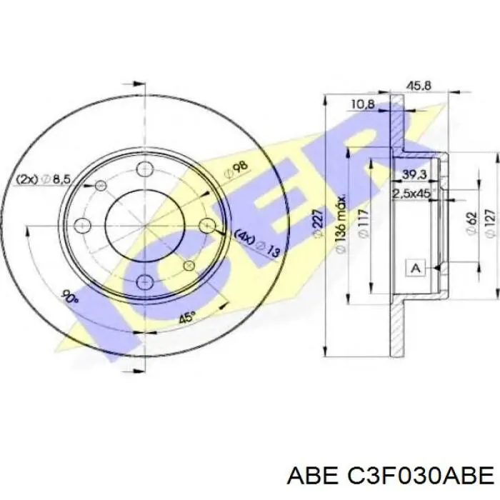 Диск гальмівний передній ABE C3F030ABE