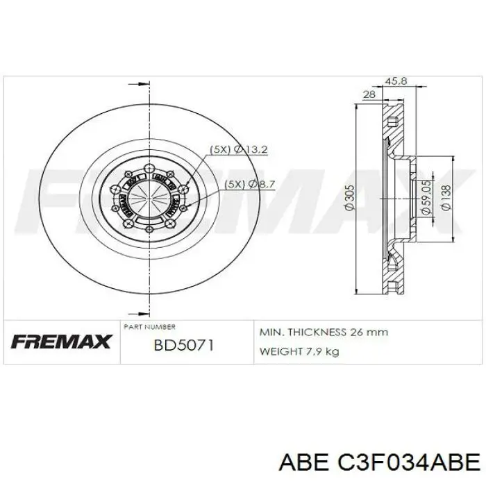 Купити C3F034ABE ABE Ротор гальмівний