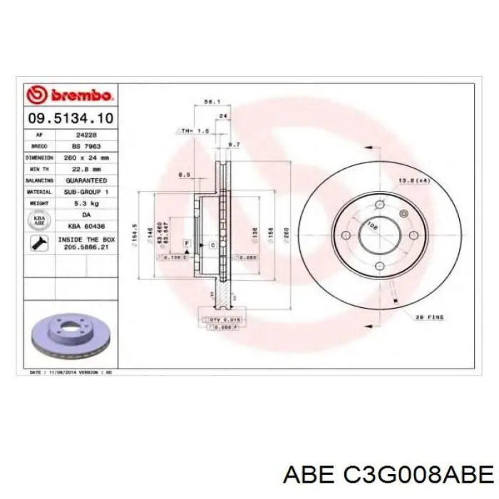 C3G008ABE ABE Гальмо дискове переднє