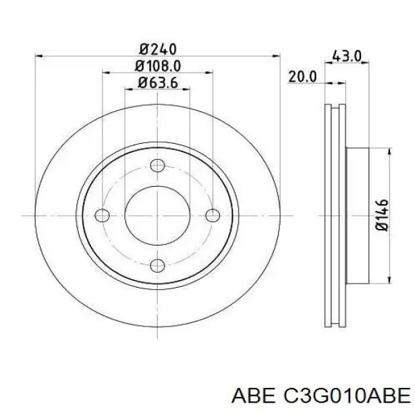Диск гальмівний передній ABE C3G010ABE