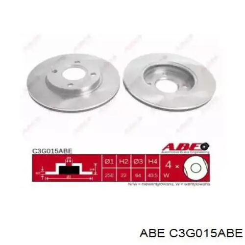 Диск гальмівний передній ABE C3G015ABE