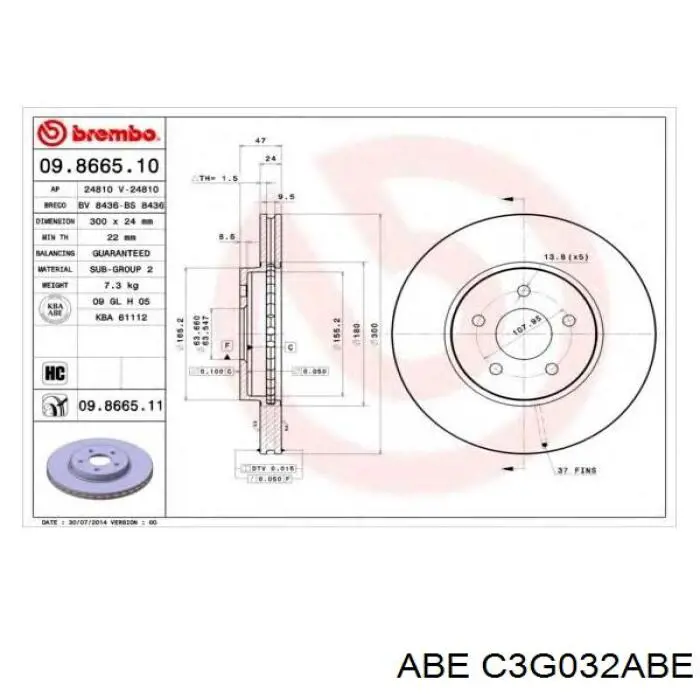 Гальмівні диски передні C3G032ABE ABE