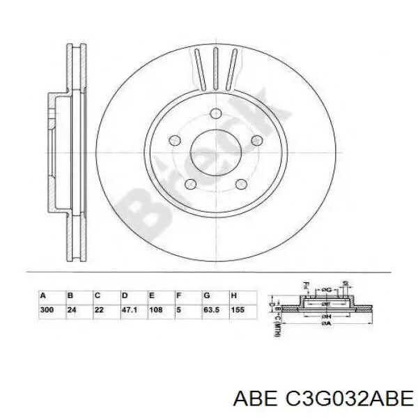 Диск переднього гальма ABE C3G032ABE ціна, від 31.97 USD