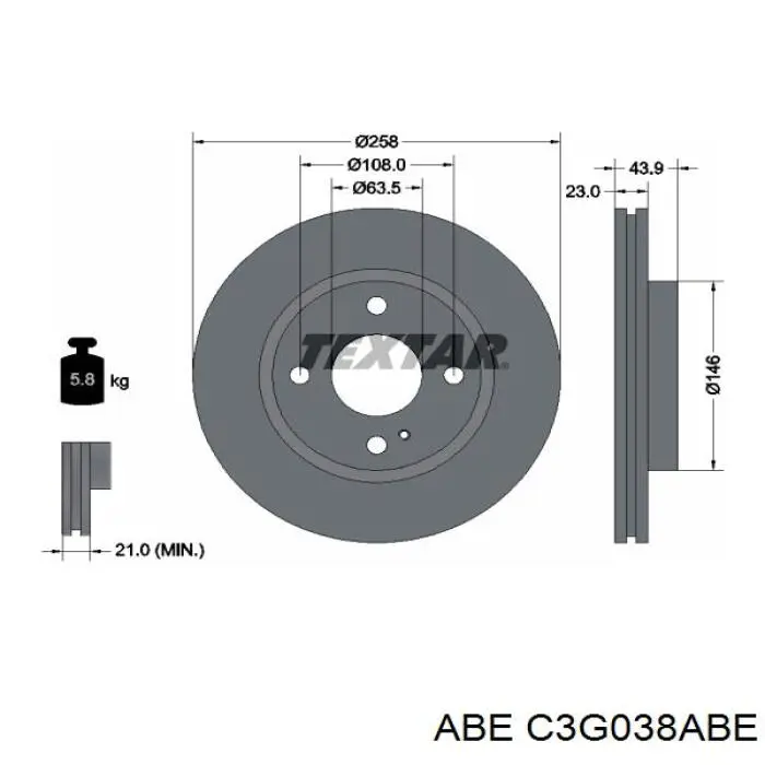 Диск гальмівний передній C3G038ABE ABE