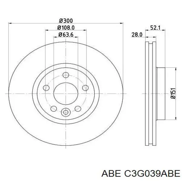 Диск гальмівний передній ABE C3G039ABE