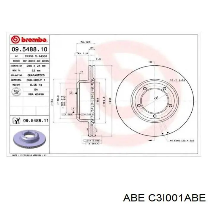 C3I001ABE ABE диск гальмівний передній