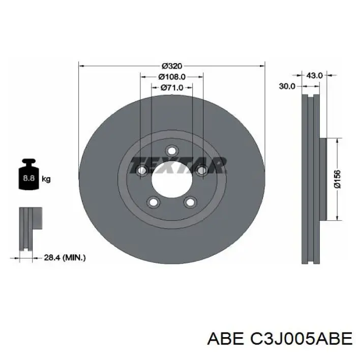 C3J005ABE ABE диск гальмівний передній