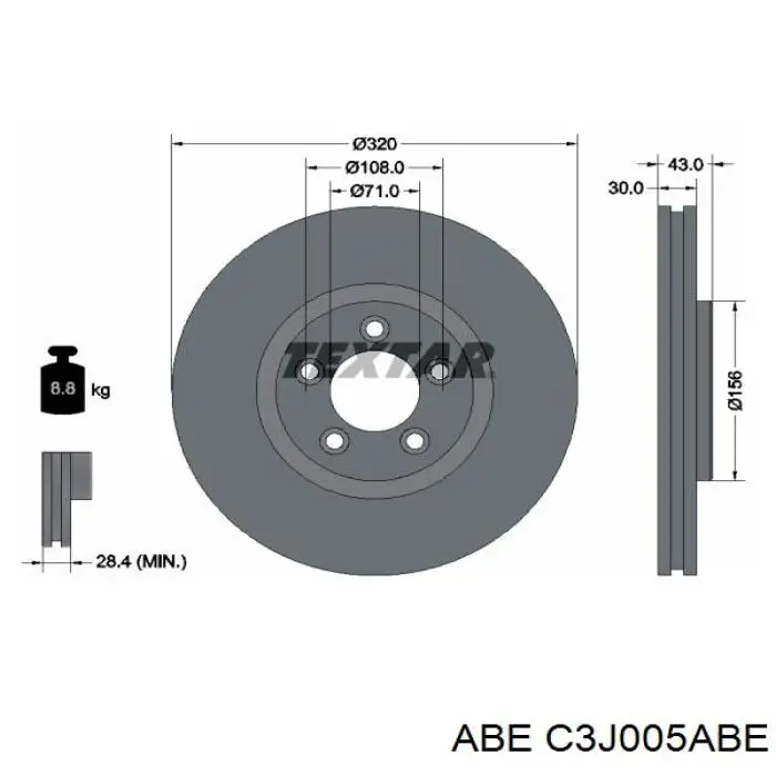 Диск переднього гальма ABE C3J005ABE ціна, від 71.00 USD