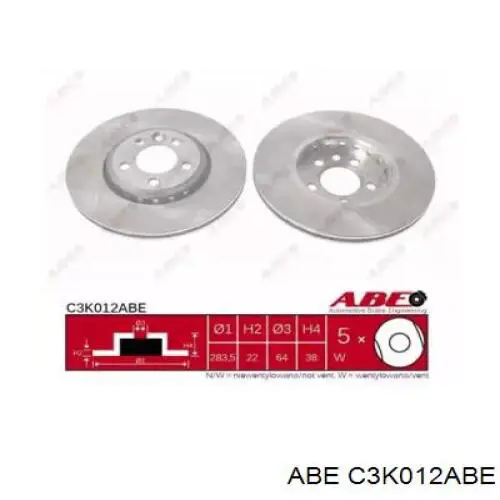 Диск гальмівний передній ABE C3K012ABE