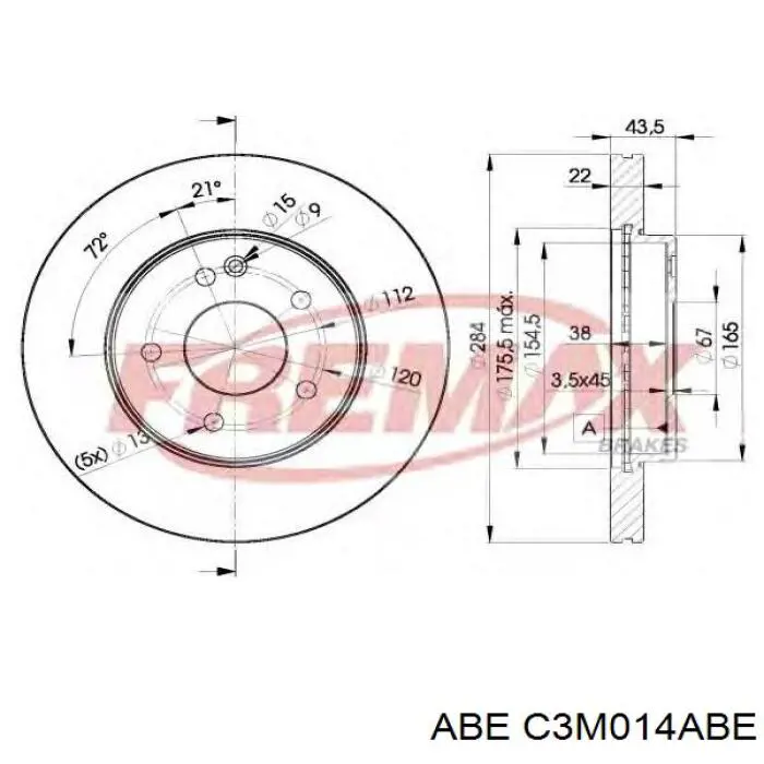 Диск переднього гальма ABE C3M014ABE ціна, від 29.61 USD