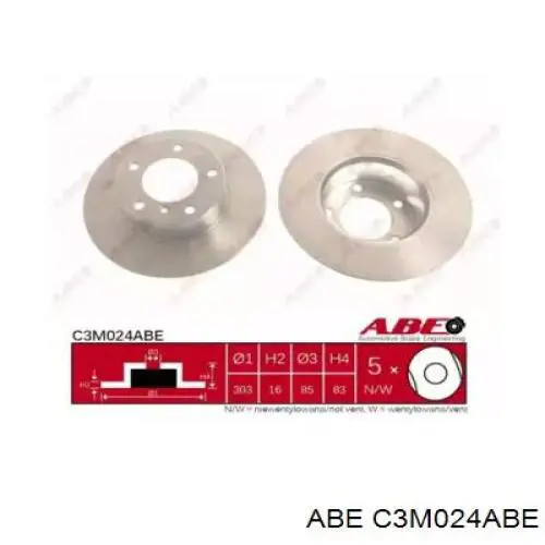 Диск гальмівний передній ABE C3M024ABE
