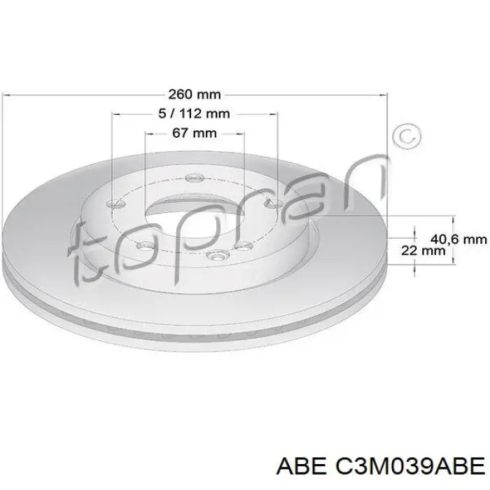 Диск гальмівний передній ABE C3M039ABE