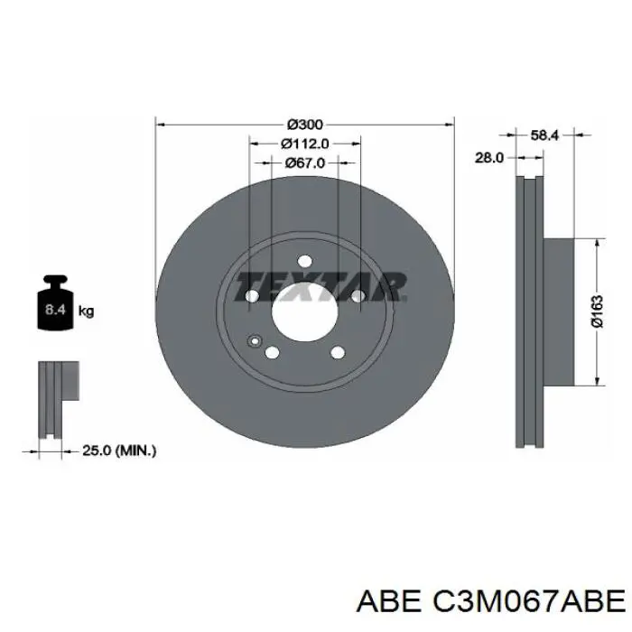 Диск переднього гальма ABE C3M067ABE ціна, від 37.27 USD