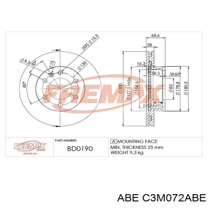 Гальмівні диски передні C3M072ABE ABE