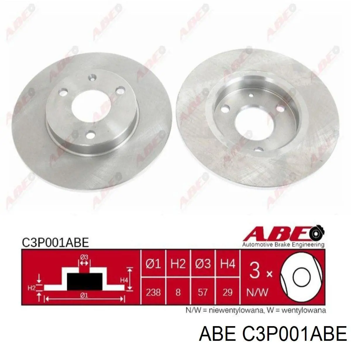 Гальмівні диски передні C3P001ABE ABE
