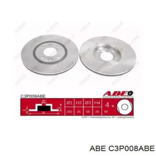 C3P008ABE ABE диск гальмівний передній